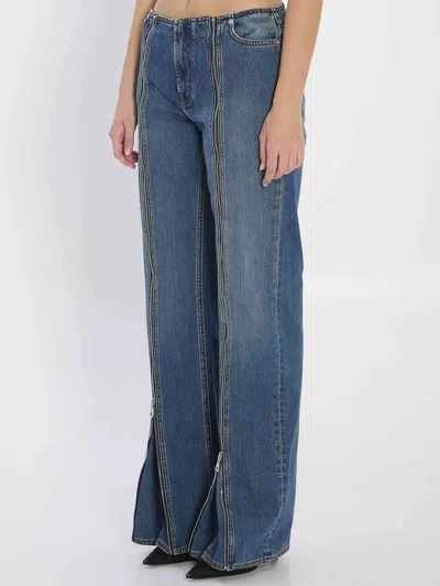 Jean Paul Gaultier Zipped Trousers Featuring Flared Legs In Blue
