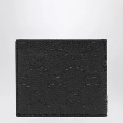 Gucci Leather Wallet With Gg Monogram In Black