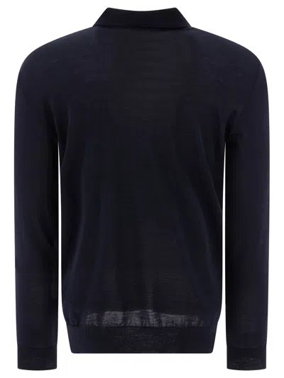 Golden Goose Long-sleeve Knit Polo Shirt In Blue