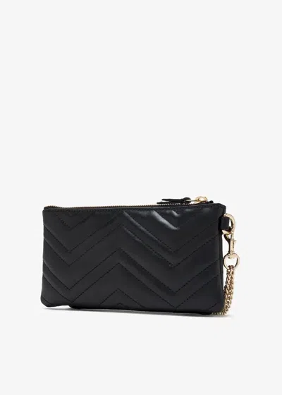 Gucci Small Black Gg Marmont Pouch With Chain