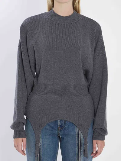 Jean Paul Gaultier Women Pullover With Lingerie Garter In Gray