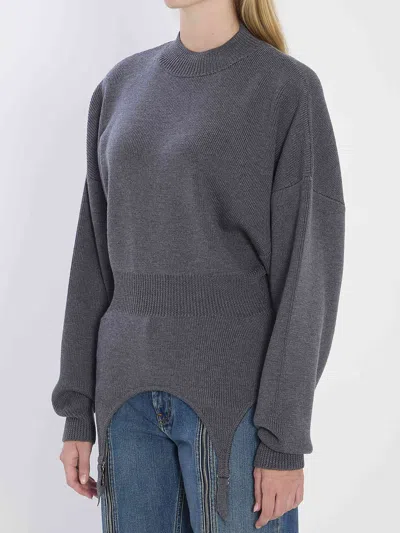 Jean Paul Gaultier Women Pullover With Lingerie Garter In Gray