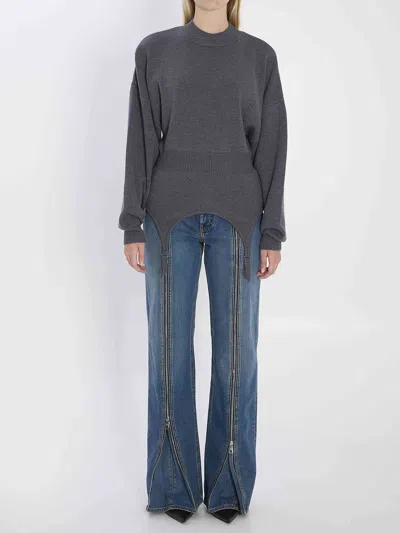 Jean Paul Gaultier Women Pullover With Lingerie Garter In Gray