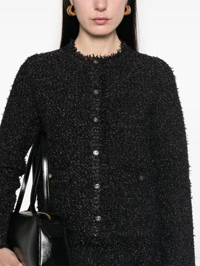 Gucci Black Metallic-blend Sweaters In Black