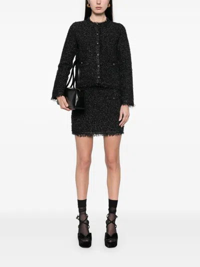 Gucci Black Metallic-blend Sweaters In Black