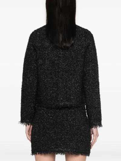 Gucci Black Metallic-blend Sweaters In Black