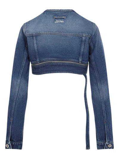 Jean Paul Gaultier Women Super Cropped Denim Jacket In Blue