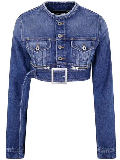 Jean Paul Gaultier Women Super Cropped Denim Jacket In Blue