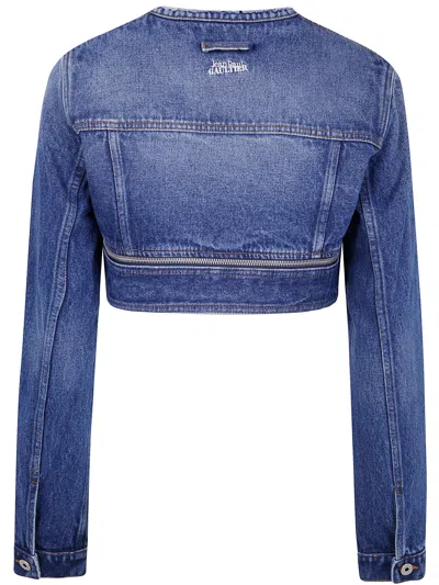Jean Paul Gaultier Women Super Cropped Denim Jacket In Blue
