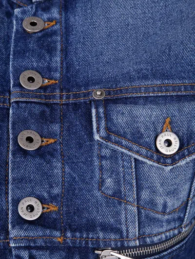 Jean Paul Gaultier Women Super Cropped Denim Jacket In Blue