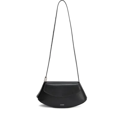 Jil Sander Black Leather Eldorado Crossbody Bag In Black