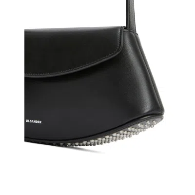 Jil Sander Black Leather Eldorado Crossbody Bag In Black