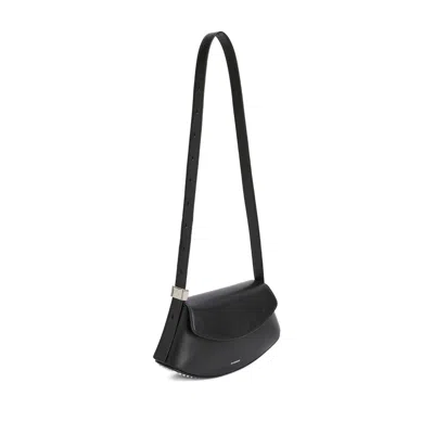 Jil Sander Black Leather Eldorado Crossbody Bag In Black