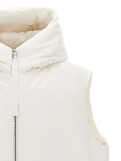 Jil Sander Padded Sleeveless Jacket With High Collar And Zip Closure In White
