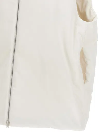 Jil Sander Padded Sleeveless Jacket With High Collar And Zip Closure In White