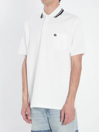 Gucci White Cotton Polo Shirt In White