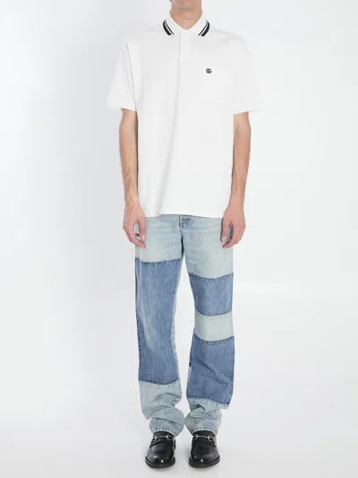 Gucci White Cotton Polo Shirt In White