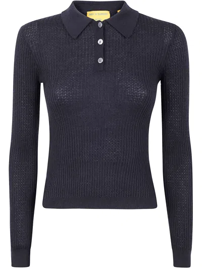 Guest In Residence Long Sleeves "shrunken" Cashmere Polo Shirt In Black