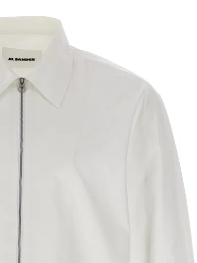 Jil Sander Zippered Shirt With Buttoned Cuffs In White