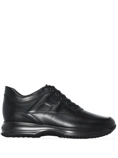 Hogan Interactive Black Leather Sneakers In Black
