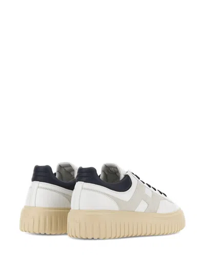 Hogan Lace-up White Sneakers With Logo Patch In White