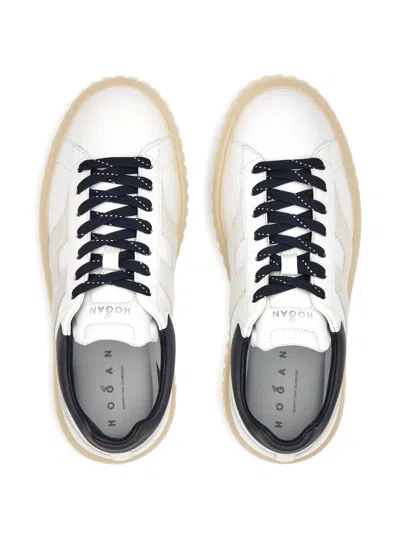 Hogan Lace-up White Sneakers With Logo Patch In White