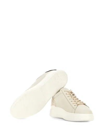 Hogan Leather Sneakers With Round Toe And Rubber Sole In Neutral