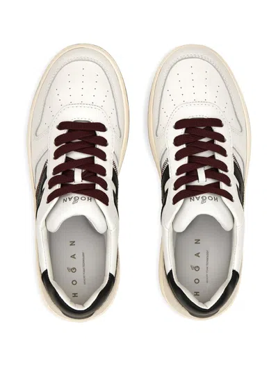 Hogan Leather Sneakers With Contrast Sole And Stitching In White