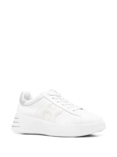 Hogan Rebel Lace-up Sneakers With Shiny Side Detail In White