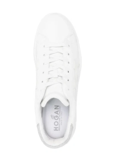 Hogan Rebel Lace-up Sneakers With Shiny Side Detail In White