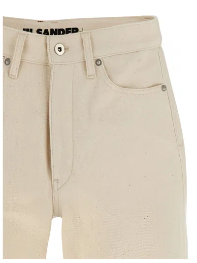 Jil Sander Japanese Denim Jeans With Rivet Accents In White