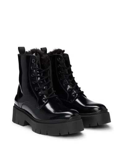 Hugo Boss Kris Combat Boots In Black