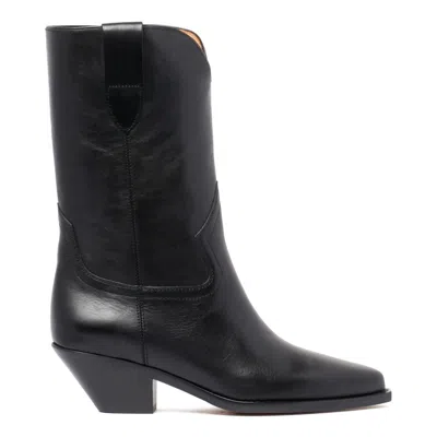 Isabel Marant Black Cow Leather Boots In Black