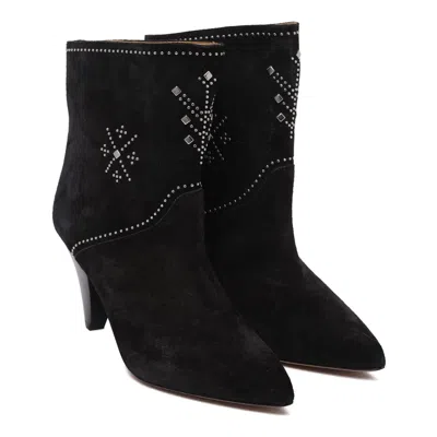 Isabel Marant Loline Suede Ankle Boots With Micro Studs In Black