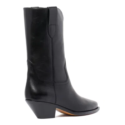 Isabel Marant Black Cow Leather Boots In Black