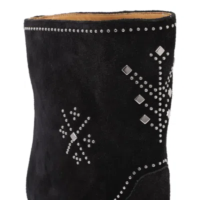 Isabel Marant Loline Suede Ankle Boots With Micro Studs In Black