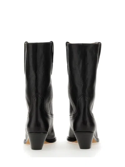 Isabel Marant Black Cow Leather Boots In Black