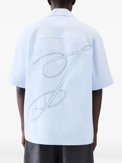 Jacquemus La Chemise Fonccio Embroidered Camp Shirt In Blue