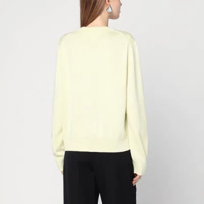 Jil Sander Light Yellow Cardigan With Floral Embroidery In Neutral