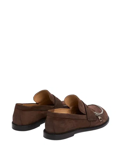 Jw Anderson Suede Biker Loafers In Brown