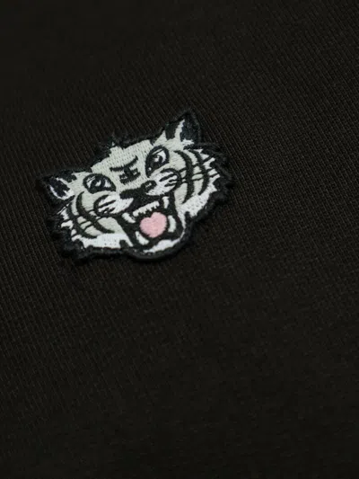 Kenzo Happy Tiger Embroidered Classic Sweatshirt Sweatshirts Black In Black