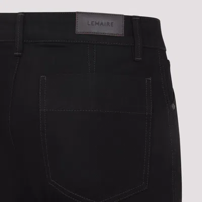 Lemaire Twisted Black Cotton Pants In Blue
