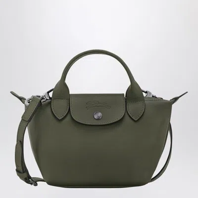 Longchamp Le Pilage Xtra Green Handbag With Adjustable And Removable Shoulder Strap And Embossed Logo On The F In Green