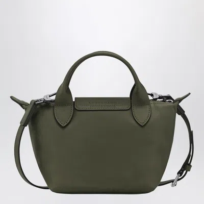 Longchamp Le Pilage Xtra Green Handbag With Adjustable And Removable Shoulder Strap And Embossed Logo On The F In Green