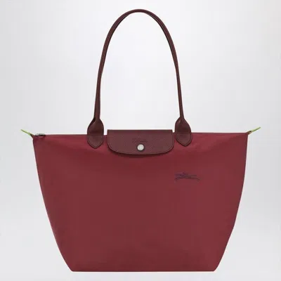 Longchamp Le Pliage Green Recycled Canvas Large Shoulder Tote In Red