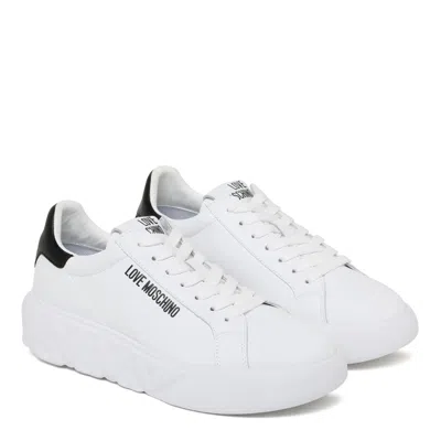 Love Moschino White And Black Sneakers In White