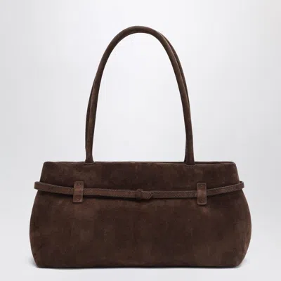 Manu Atelier Dark Brown Suede East West Le Cambon Bag In Brown