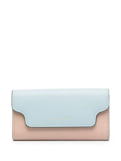 Marni Aquamarine Calf Leather Keychains In Multi