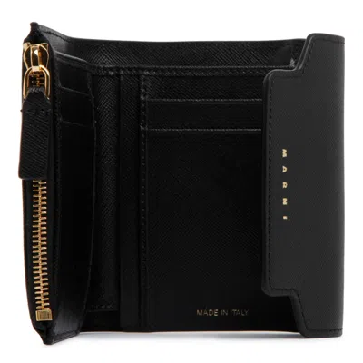 Marni Black Calf Leather Wallets In Black