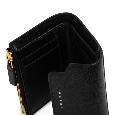 Marni Black Calf Leather Wallets In Black
